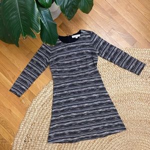 Loft Long Sleeved Striped Textured Dress Size 0/2
